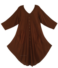 Brown Long Sleeve Lagenlook Plus Size Vest Tunic Top 0X 1X