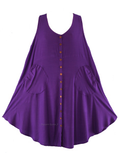 PURPLE Lagenlook Plus Size Sleeveless Vest Tunic Top 0X 1X