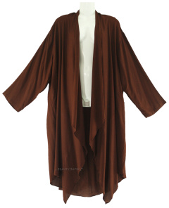 BROWN Lagenlook Duster Plus Size Long Coverup Jacket 1X 2X