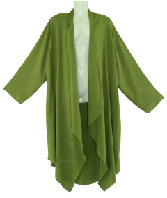 AVOCADO GREEN Lagenlook Duster Plus Size Long Coverup Jacket 1X 2X