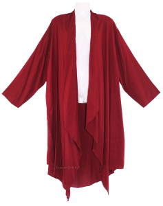 MAROON Lagenlook Duster Plus Size Long Coverup Jacket 1X 2X