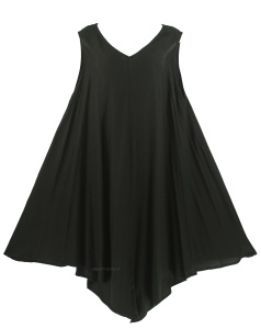 BLACK Lagenlook Dress Tunic Plus Long Tank Top 2X