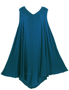 TEAL BLAU Lagenlook Tunika Plus Long Tank Top Sommerkleid