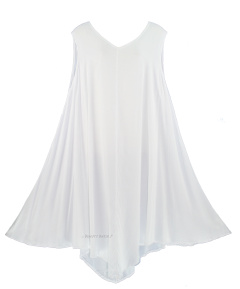 WHITE Lagenlook Dress Tunic Plus Long Tank Top 1X