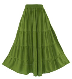 AVOCADO GREEN Gypsy Long Maxi Tiered Skirt 3X