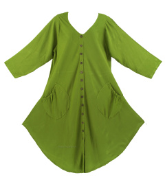 AVOCADO GRüN Long Sleeve Lagenlook Tunika Top Sommerkleid 0X 1X