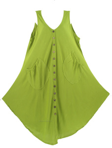 AVOCADO GREEN Lagenlook Plus Size Sleeveless Vest Tunic Top 0X 1X