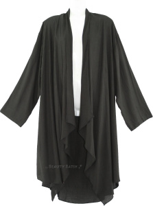 BLACK Lagenlook Duster Plus Size Long Coverup Jacket 1X 2X