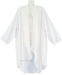 WHITE Lagenlook Duster Plus Size Long Coverup Jacket 1X 2X