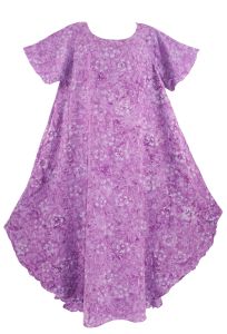 Purple Batik Caftan Tunic Tank Short Sleeve Long Dress Cover Up Plus Sz XL