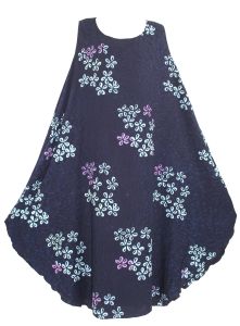 Dark blue Batik Caftan Tunic Tank Sleeveless Dress Cover Up Plus Sz XL