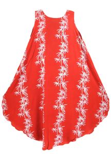Red Batik Caftan Tunic Tank Sleeveless Dress Cover Up Plus Sz XL