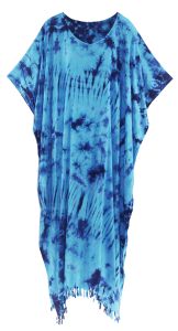 Blue Tie Dye Caftan Kaftan Maxi Long Dress XL to 4X