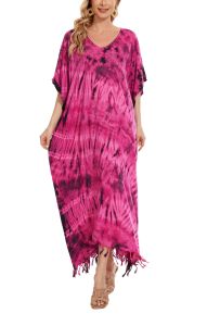 Fuchsia Hippie Tie Dye Caftan Kaftan Loungewear Maxi Plus Size Long Dress 3X 4XS10014149-MU_0_image_IJUST_WORKING