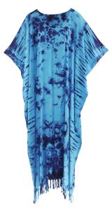 Blue Tie Dye Caftan Kaftan Loungewear Maxi Plus Size Long Dress 3X 4X