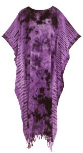 Purple Tie Dye Caftan Kaftan Loungewear Maxi Plus Size Long Dress 3X 4X