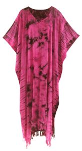 Fuchsia Tie Dye Caftan Kaftan Maxi Long Dress XL to 4X
