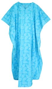 Turquoise Hand Blocked Batik Hippie Caftan Kaftan Loungewear Maxi Plus Size Long Dress XL to 4X