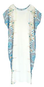 White Bohomein Flora Plus Size Kaftan Kimono Loungewear Maxi Long Dress XL 1X 2X