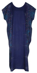 Dark blue Bohomein Flora Plus Size Kaftan Kimono Loungewear Maxi Long Dress XL 1X 2X