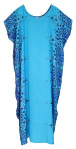 Blue Bohomein Flora Plus Size Kaftan Kimono Loungewear Maxi Long Dress XL 1X 2X