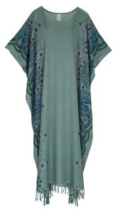 Grey Flora Plus Size Kaftan Kimono Loungewear Maxi Long Dress 3X 4X