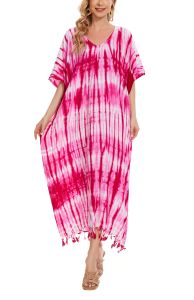 Fuchsia Hippie Tie Dye Caftan Kaftan Loungewear Maxi Plus Size Long Dress 3X 4XS10014395-MU_0_image_IJUST_WORKING