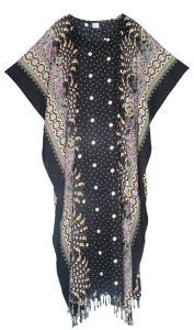 Black Flora Plus Size Kaftan Kimono Loungewear Maxi Long Dress XL to 4X