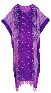 Purple Flora Plus Size Kaftan Kimono Loungewear Maxi Long Dress 3X 4X