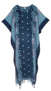 Dark blue Flora Plus Size Kaftan Kimono Loungewear Maxi Long Dress XL 1X 2X