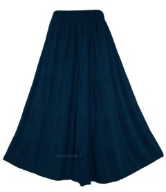 Navy blue Gypsy Long Maxi Tiered Skirt 3X