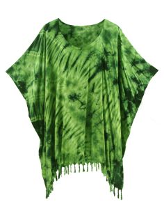 Green HIPPIE Batik Tie Dye Tunic Blouse Kaftan Top XL to 4X