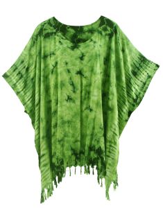 Green HIPPIE Batik Tie Dye Tunic Blouse Kaftan Top 3X 4X