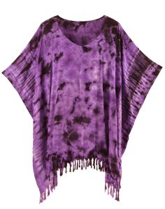 Purple HIPPIE Batik Tie Dye Tunic Blouse Kaftan Top XL to 4X