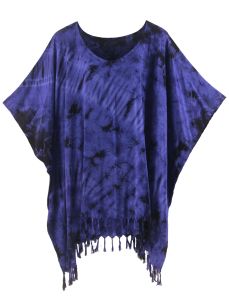 Dark blue HIPPIE Batik Tie Dye Tunic Blouse Kaftan Top Plus Size XL 1X 2X
