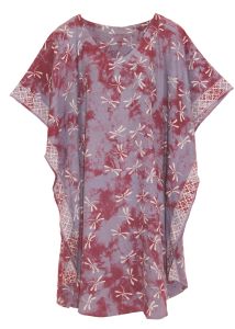 Red violet HIPPIE Batik CAFTAN KAFTAN Plus Size Tunic Blouse Kaftan Top XL 1X 2X