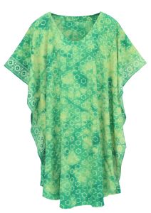 Green HIPPIE Batik CAFTAN KAFTAN Plus Size Tunic Blouse Kaftan Top XL 1X 2X