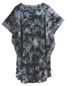 Dark blue HIPPIE Batik CAFTAN KAFTAN Plus Size Tunic Blouse Kaftan Top XL 1X 2X