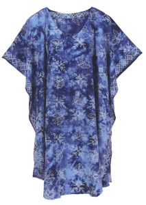 Blue HIPPIE Batik CAFTAN KAFTAN Plus Size Tunic Blouse Kaftan Top XL 1X 2X