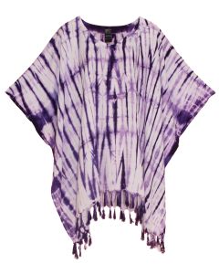 Purple HIPPIE Batik Tie Dye Plus Size Tunic Blouse Kaftan Top XL to 4X