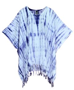 Dark blue HIPPIE Batik Tie Dye Plus Size Tunic Blouse Kaftan Top XL to 4X