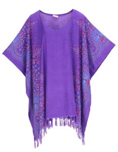 Purple Plus Size Tunic Tops Flora Short Sleeve V neck Shirt 3X 4X