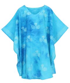 Turquoise HIPPIE Batik CAFTAN KAFTAN Plus Size Tunic Blouse Kaftan Top XL 1X 2X