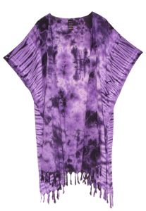 Purple HIPPIE Gypsy Tie Dye Kimono Cardigan Shawl Wrap Swimsuit Cover Up Jacket One Size