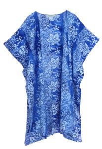 Blue HIPPIE Gypsy Hand Batik Kimono Cardigan Shawl Wrap Swimsuit Cover Up Jacket One Size