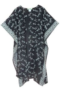 Black HIPPIE Gypsy Hand Batik Kimono Cardigan Shawl Wrap Swimsuit Cover Up Jacket One Size