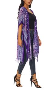 Purple HIPPIE Gypsy Kimono Cardigan Shawl Wrap Swimsuit Cover Up Jacket One Size