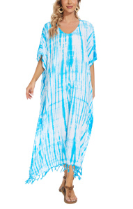 Blue Hippie Tie Dye Caftan Kaftan Loungewear Maxi Plus Size Long Dress 3X 4XS10014393-MU_0_image_IJUST_WORKING