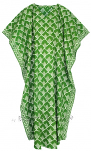 Green Hand Blocked Batik Cotton Caftan Kaftan Loungewear Maxi Plus Size Long Dress XL 1X 2XS10014472_0_image_IJUST_WORKING