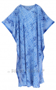 Blue Hand Blocked Batik Rayon Caftan Kaftan Loungewear Maxi Plus Size Long Dress 3X 4XS10014484-MU_0_image_IJUST_WORKING